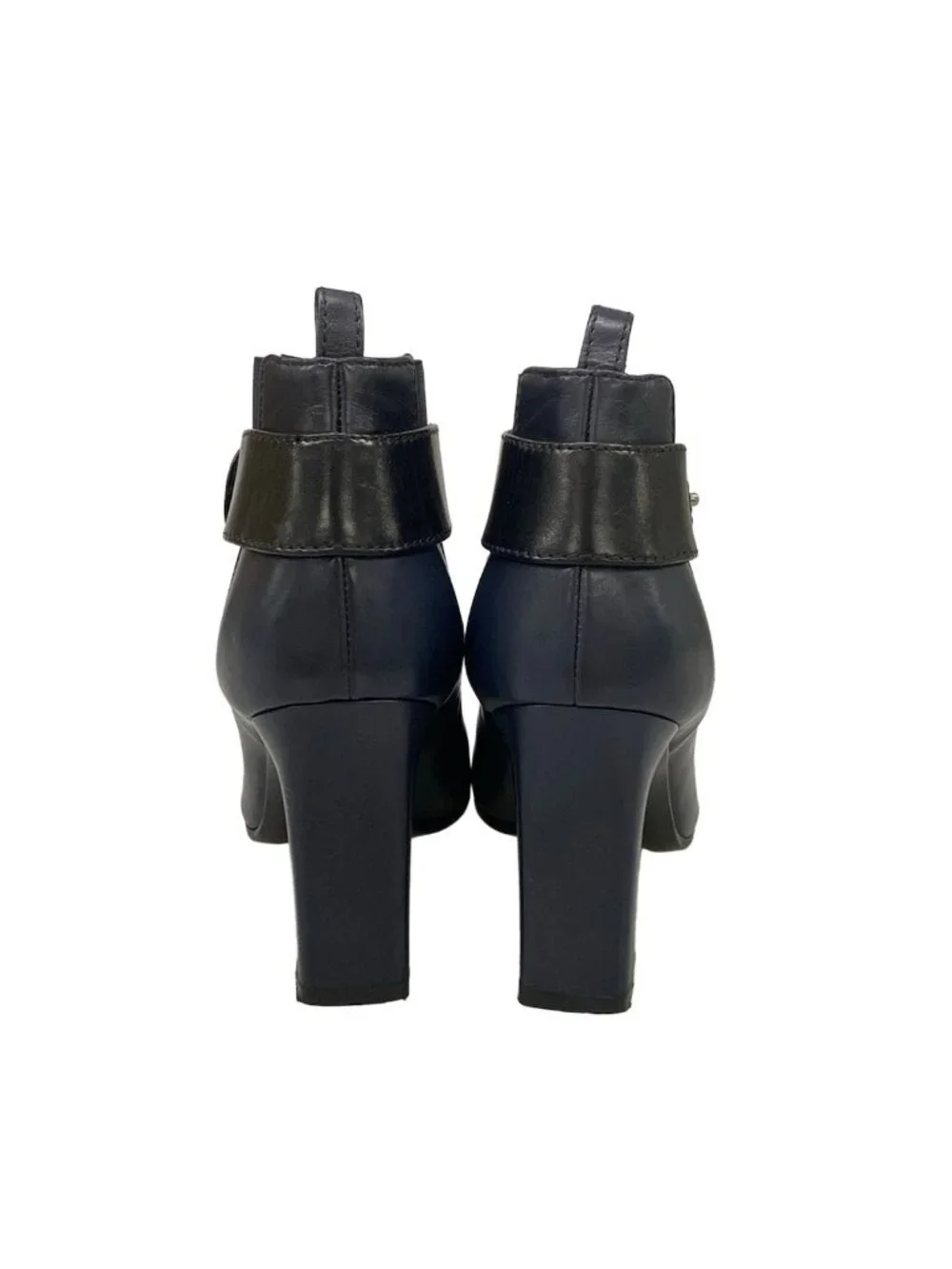 Chanel Booties 35 C Navy Black Side Gore CC Logo Leather Boot